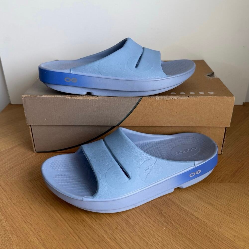 OOFOS OOahh ‘Blue’ Unisex Recovery sandals SZ Men 6- W 8